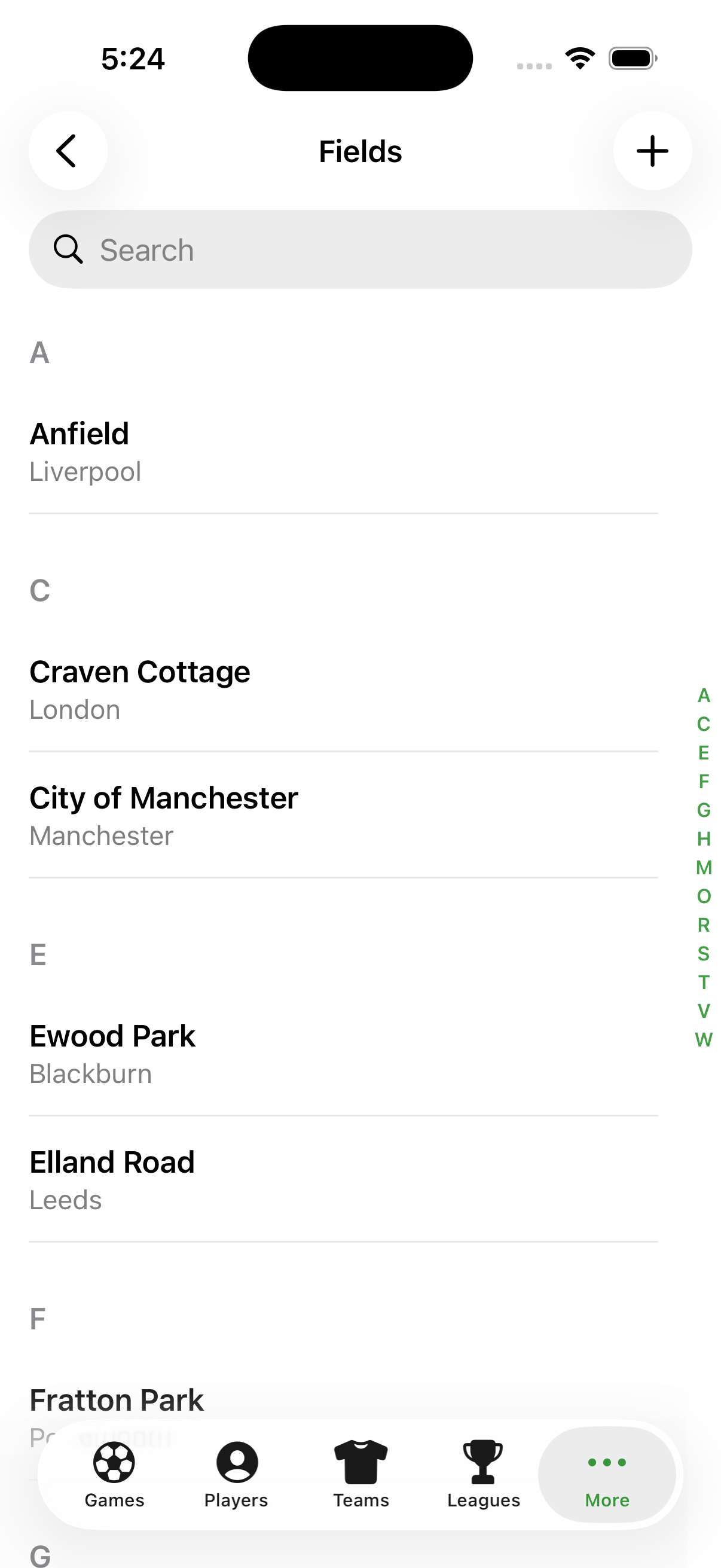 Home Field Advantage uses fields to find teams and leagues